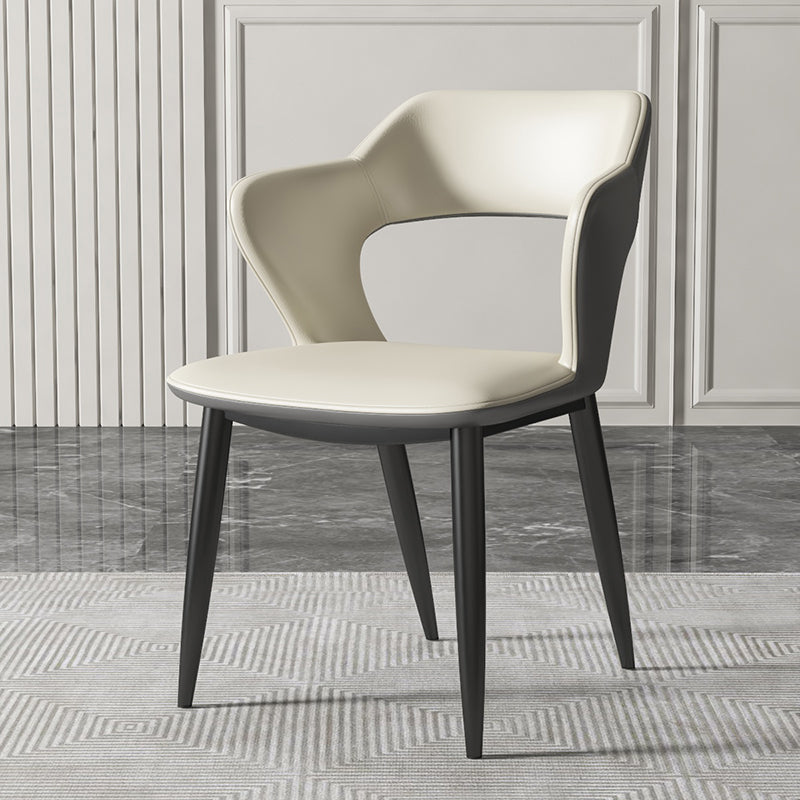 Modern Style Metal Dining Chairs Dining Open Back Arm Side Chair for Kitchen Gray-White 1 Piece Clearhalo ' kitchen&dining_furn' 'Dining Chairs' 'Dining Tables & Seating' 'dining_chair' 'furn' 'furn_dining_chair' 'Furniture' 'furniture_dining_chair' 'Kitchen & Dining Furniture' 'kitchen' 4055274