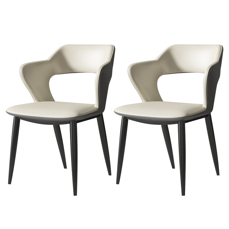 Modern Style Metal Dining Chairs Dining Open Back Arm Side Chair for Kitchen Gray-White 2 Piece Set Clearhalo ' kitchen&dining_furn' 'Dining Chairs' 'Dining Tables & Seating' 'dining_chair' 'furn' 'furn_dining_chair' 'Furniture' 'furniture_dining_chair' 'Kitchen & Dining Furniture' 'kitchen' 4055275