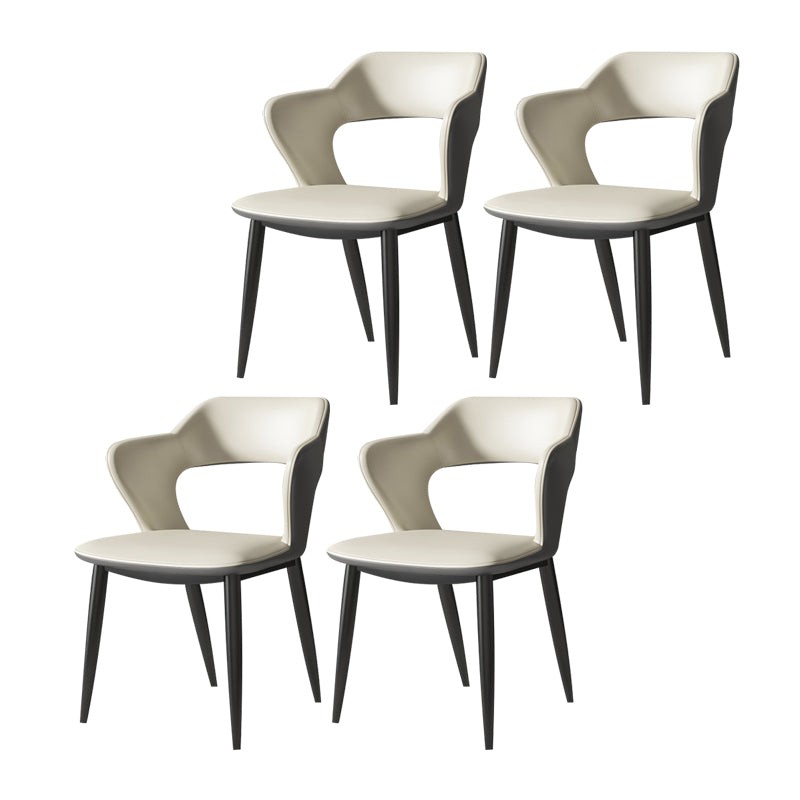 Modern Style Metal Dining Chairs Dining Open Back Arm Side Chair for Kitchen Gray-White 4 Piece Set Clearhalo ' kitchen&dining_furn' 'Dining Chairs' 'Dining Tables & Seating' 'dining_chair' 'furn' 'furn_dining_chair' 'Furniture' 'furniture_dining_chair' 'Kitchen & Dining Furniture' 'kitchen' 4055276