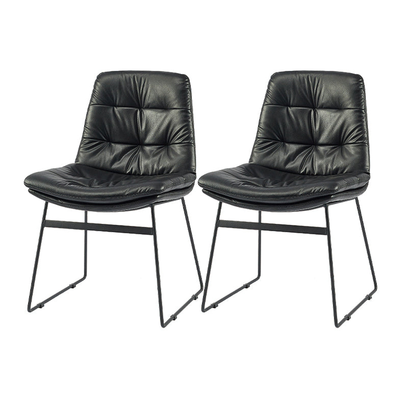 Contemporary Style Dining Room Chairs Kitchen Dining Arm Chairs with Metal Legs Black 2 Piece Set Clearhalo ' kitchen&dining_furn' 'Dining Chairs' 'Dining Tables & Seating' 'dining_chair' 'furn' 'furn_dining_chair' 'Furniture' 'furniture_dining_chair' 'Kitchen & Dining Furniture' 'kitchen' 4055287