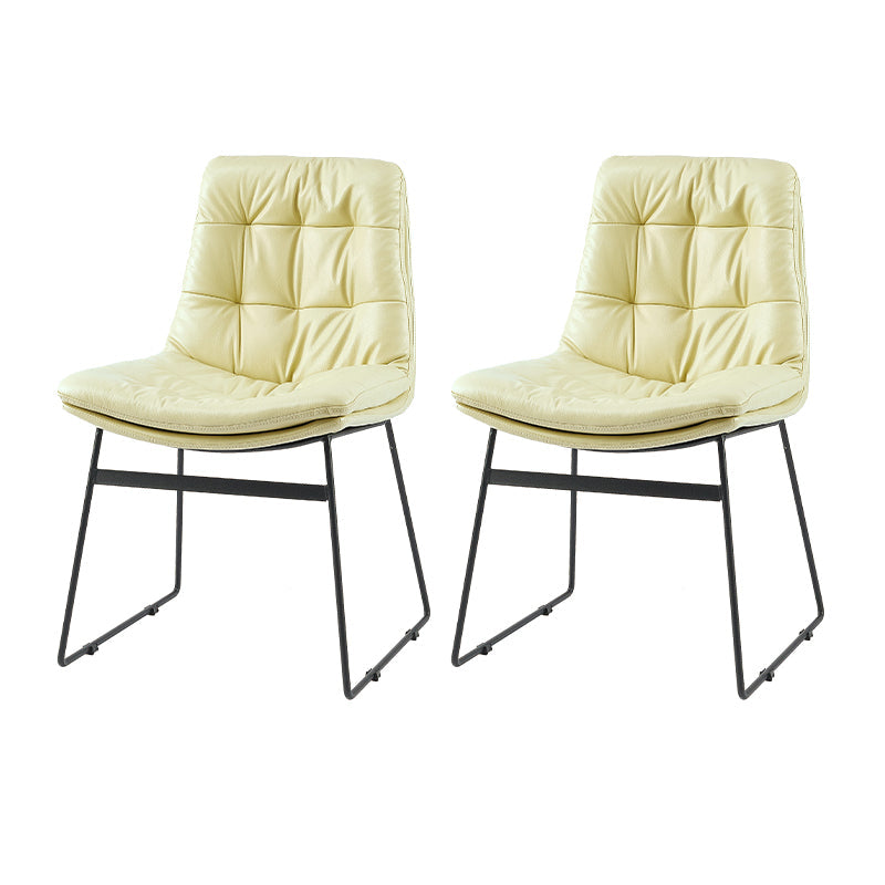 Contemporary Style Dining Room Chairs Kitchen Dining Arm Chairs with Metal Legs Off-White 2 Piece Set Clearhalo ' kitchen&dining_furn' 'Dining Chairs' 'Dining Tables & Seating' 'dining_chair' 'furn' 'furn_dining_chair' 'Furniture' 'furniture_dining_chair' 'Kitchen & Dining Furniture' 'kitchen' 4055293