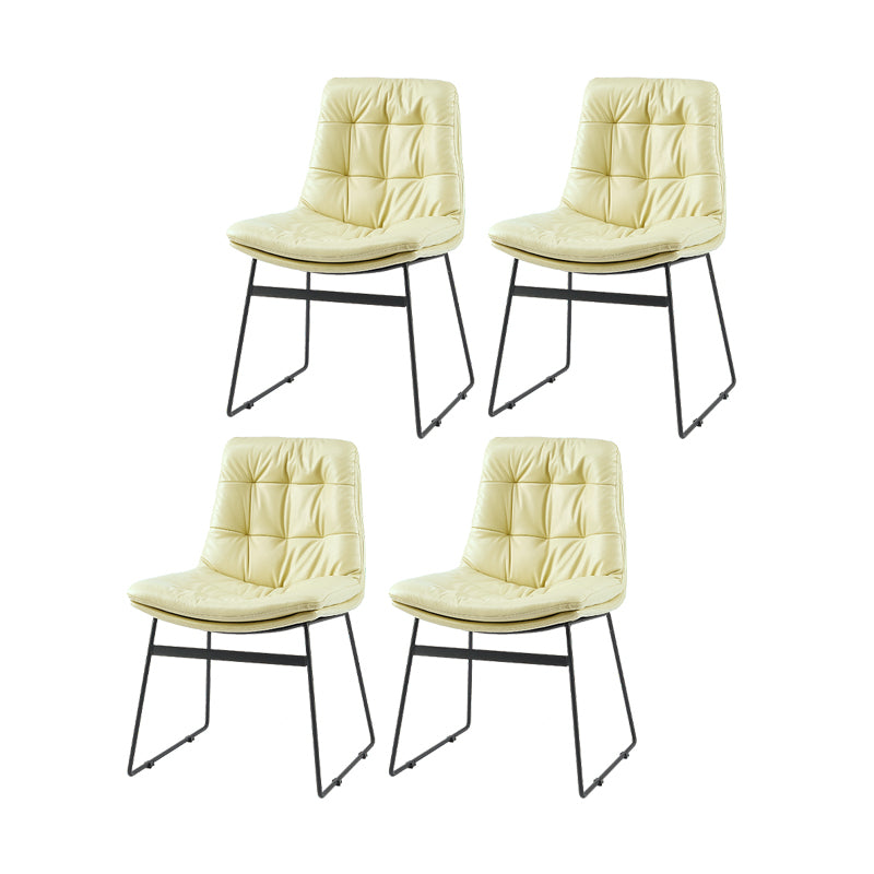 Contemporary Style Dining Room Chairs Kitchen Dining Arm Chairs with Metal Legs Off-White 4 Piece Set Clearhalo ' kitchen&dining_furn' 'Dining Chairs' 'Dining Tables & Seating' 'dining_chair' 'furn' 'furn_dining_chair' 'Furniture' 'furniture_dining_chair' 'Kitchen & Dining Furniture' 'kitchen' 4055295