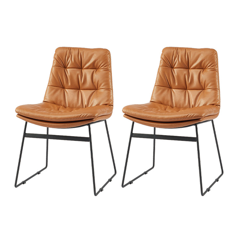 Contemporary Style Dining Room Chairs Kitchen Dining Arm Chairs with Metal Legs Brown 2 Piece Set Clearhalo ' kitchen&dining_furn' 'Dining Chairs' 'Dining Tables & Seating' 'dining_chair' 'furn' 'furn_dining_chair' 'Furniture' 'furniture_dining_chair' 'Kitchen & Dining Furniture' 'kitchen' 4055299