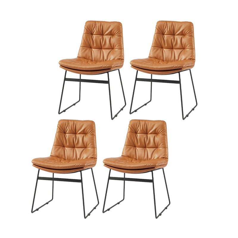 Contemporary Style Dining Room Chairs Kitchen Dining Arm Chairs with Metal Legs Brown 4 Piece Set Clearhalo ' kitchen&dining_furn' 'Dining Chairs' 'Dining Tables & Seating' 'dining_chair' 'furn' 'furn_dining_chair' 'Furniture' 'furniture_dining_chair' 'Kitchen & Dining Furniture' 'kitchen' 4055300