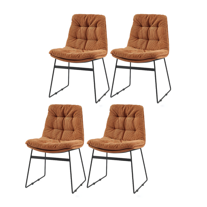 Contemporary Style Dining Room Chairs Kitchen Dining Arm Chairs with Metal Legs Dark Brown 4 Piece Set Clearhalo ' kitchen&dining_furn' 'Dining Chairs' 'Dining Tables & Seating' 'dining_chair' 'furn' 'furn_dining_chair' 'Furniture' 'furniture_dining_chair' 'Kitchen & Dining Furniture' 'kitchen' 4055303