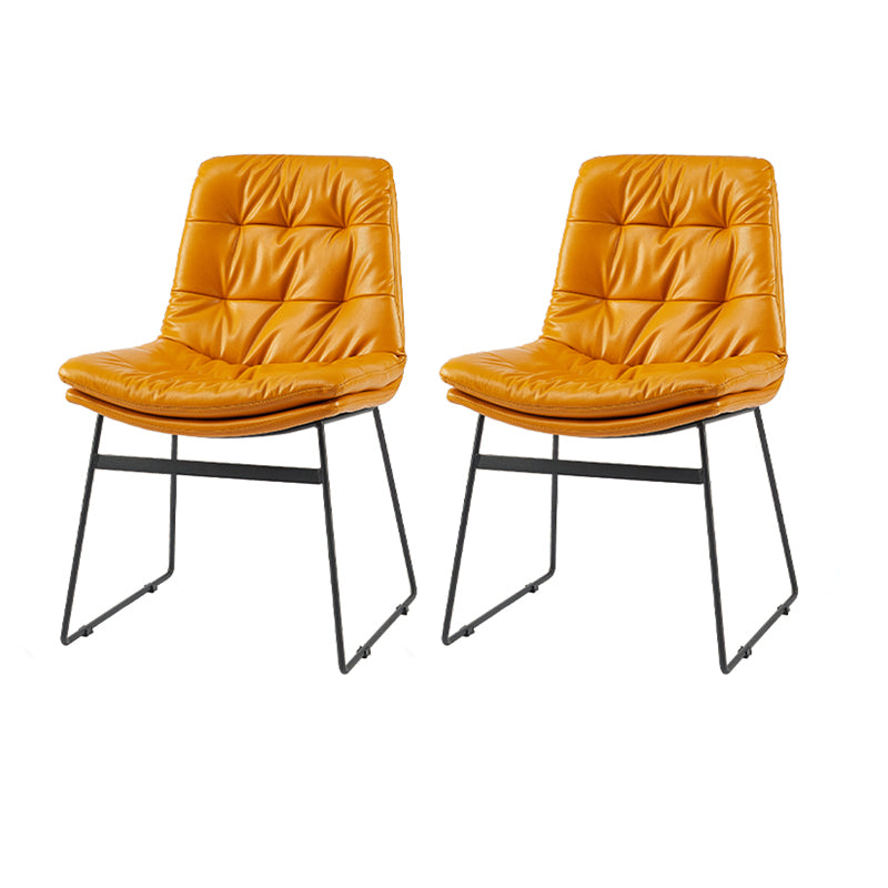 Contemporary Style Dining Room Chairs Kitchen Dining Arm Chairs with Metal Legs Orange 2 Piece Set Clearhalo ' kitchen&dining_furn' 'Dining Chairs' 'Dining Tables & Seating' 'dining_chair' 'furn' 'furn_dining_chair' 'Furniture' 'furniture_dining_chair' 'Kitchen & Dining Furniture' 'kitchen' 4055305