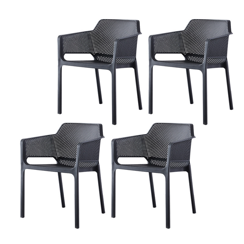 Contemporary Style Dining Room Chairs Stackable Arm Chairs with Plastic Legs Black 4 Piece Set Clearhalo ' kitchen&dining_furn' 'Dining Chairs' 'Dining Tables & Seating' 'dining_chair' 'furn' 'furn_dining_chair' 'Furniture' 'furniture_dining_chair' 'Kitchen & Dining Furniture' 'kitchen' 4055385