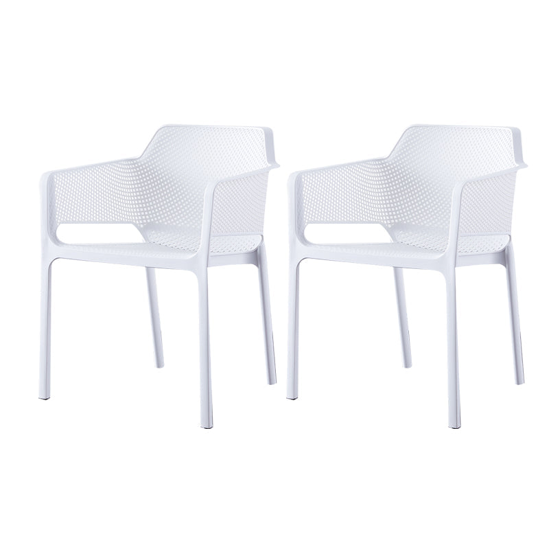 Contemporary Style Dining Room Chairs Stackable Arm Chairs with Plastic Legs White 2 Piece Set Clearhalo ' kitchen&dining_furn' 'Dining Chairs' 'Dining Tables & Seating' 'dining_chair' 'furn' 'furn_dining_chair' 'Furniture' 'furniture_dining_chair' 'Kitchen & Dining Furniture' 'kitchen' 4055389