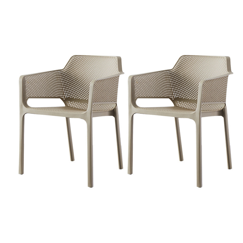 Contemporary Style Dining Room Chairs Stackable Arm Chairs with Plastic Legs Camel 2 Piece Set Clearhalo ' kitchen&dining_furn' 'Dining Chairs' 'Dining Tables & Seating' 'dining_chair' 'furn' 'furn_dining_chair' 'Furniture' 'furniture_dining_chair' 'Kitchen & Dining Furniture' 'kitchen' 4055395