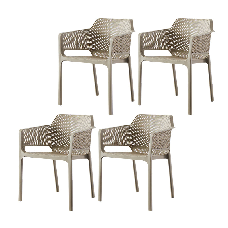 Contemporary Style Dining Room Chairs Stackable Arm Chairs with Plastic Legs Camel 4 Piece Set Clearhalo ' kitchen&dining_furn' 'Dining Chairs' 'Dining Tables & Seating' 'dining_chair' 'furn' 'furn_dining_chair' 'Furniture' 'furniture_dining_chair' 'Kitchen & Dining Furniture' 'kitchen' 4055397