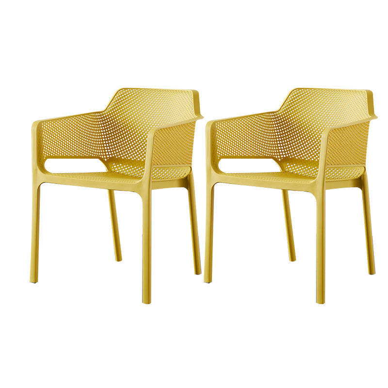 Contemporary Style Dining Room Chairs Stackable Arm Chairs with Plastic Legs Ginger 2 Piece Set Clearhalo ' kitchen&dining_furn' 'Dining Chairs' 'Dining Tables & Seating' 'dining_chair' 'furn' 'furn_dining_chair' 'Furniture' 'furniture_dining_chair' 'Kitchen & Dining Furniture' 'kitchen' 4055399