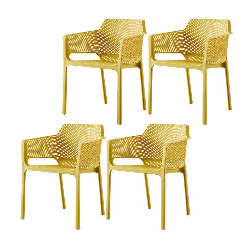 Contemporary Style Dining Room Chairs Stackable Arm Chairs with Plastic Legs Ginger 4 Piece Set Clearhalo ' kitchen&dining_furn' 'Dining Chairs' 'Dining Tables & Seating' 'dining_chair' 'furn' 'furn_dining_chair' 'Furniture' 'furniture_dining_chair' 'Kitchen & Dining Furniture' 'kitchen' 4055400