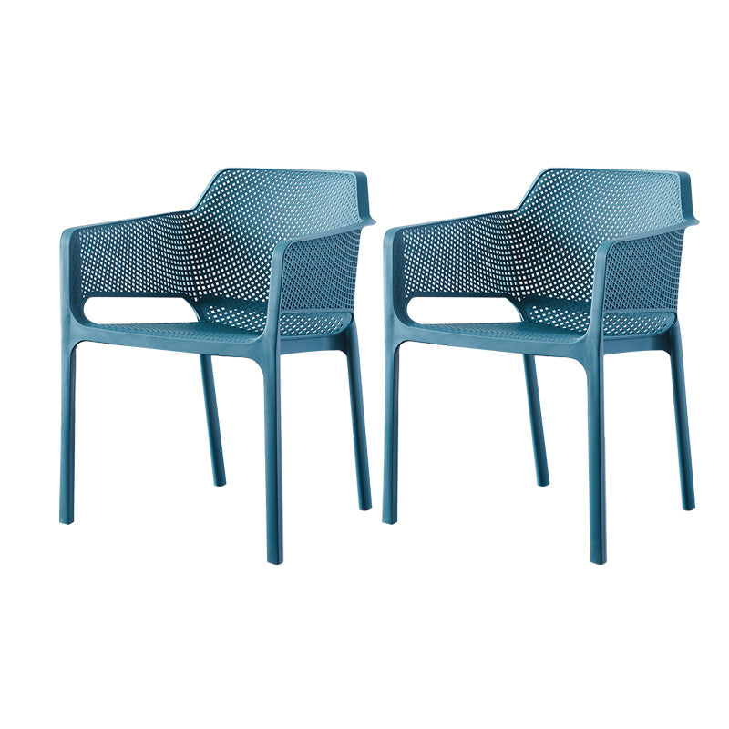 Contemporary Style Dining Room Chairs Stackable Arm Chairs with Plastic Legs Peacock Blue 2 Piece Set Clearhalo ' kitchen&dining_furn' 'Dining Chairs' 'Dining Tables & Seating' 'dining_chair' 'furn' 'furn_dining_chair' 'Furniture' 'furniture_dining_chair' 'Kitchen & Dining Furniture' 'kitchen' 4055402