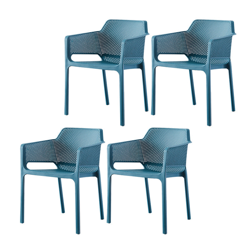 Contemporary Style Dining Room Chairs Stackable Arm Chairs with Plastic Legs Peacock Blue 4 Piece Set Clearhalo ' kitchen&dining_furn' 'Dining Chairs' 'Dining Tables & Seating' 'dining_chair' 'furn' 'furn_dining_chair' 'Furniture' 'furniture_dining_chair' 'Kitchen & Dining Furniture' 'kitchen' 4055403
