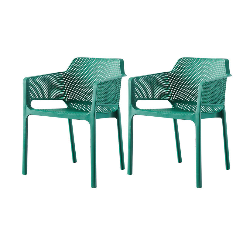 Contemporary Style Dining Room Chairs Stackable Arm Chairs with Plastic Legs Blackish Green 2 Piece Set Clearhalo ' kitchen&dining_furn' 'Dining Chairs' 'Dining Tables & Seating' 'dining_chair' 'furn' 'furn_dining_chair' 'Furniture' 'furniture_dining_chair' 'Kitchen & Dining Furniture' 'kitchen' 4055405