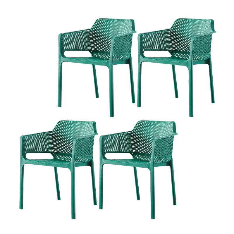 Contemporary Style Dining Room Chairs Stackable Arm Chairs with Plastic Legs Blackish Green 4 Piece Set Clearhalo ' kitchen&dining_furn' 'Dining Chairs' 'Dining Tables & Seating' 'dining_chair' 'furn' 'furn_dining_chair' 'Furniture' 'furniture_dining_chair' 'Kitchen & Dining Furniture' 'kitchen' 4055406