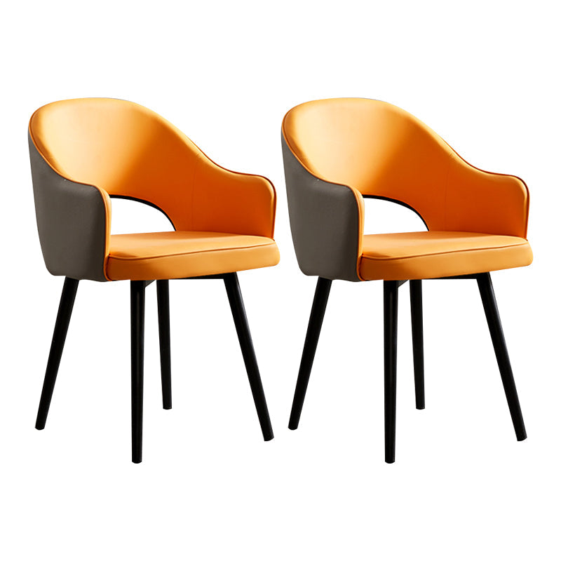 Nordic Style Metal Dining Chairs Dining Open Back Arm Side Chair for Kitchen Orange-Gray 2 Piece Set Clearhalo ' kitchen&dining_furn' 'Dining Chairs' 'Dining Tables & Seating' 'dining_chair' 'furn' 'furn_dining_chair' 'Furniture' 'furniture_dining_chair' 'Kitchen & Dining Furniture' 'kitchen' 4055411