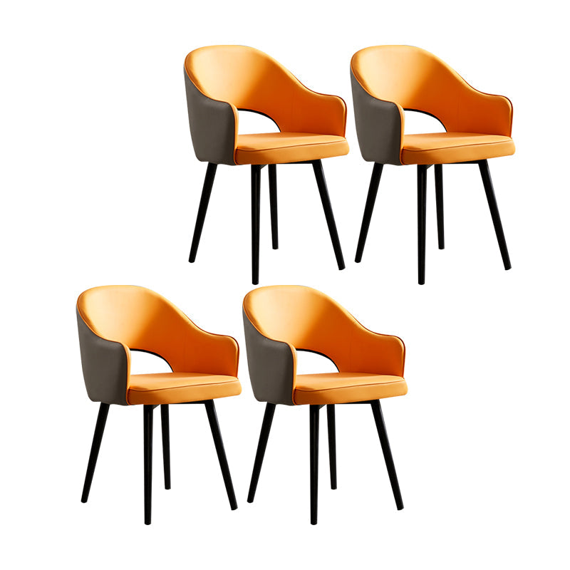 Nordic Style Metal Dining Chairs Dining Open Back Arm Side Chair for Kitchen Orange-Gray 4 Piece Set Clearhalo ' kitchen&dining_furn' 'Dining Chairs' 'Dining Tables & Seating' 'dining_chair' 'furn' 'furn_dining_chair' 'Furniture' 'furniture_dining_chair' 'Kitchen & Dining Furniture' 'kitchen' 4055412