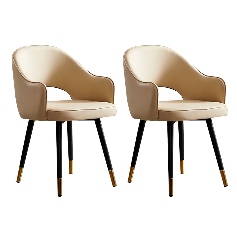 Nordic Style Metal Dining Chairs Dining Open Back Arm Side Chair for Kitchen Nude 2 Piece Set Clearhalo ' kitchen&dining_furn' 'Dining Chairs' 'Dining Tables & Seating' 'dining_chair' 'furn' 'furn_dining_chair' 'Furniture' 'furniture_dining_chair' 'Kitchen & Dining Furniture' 'kitchen' 4055417