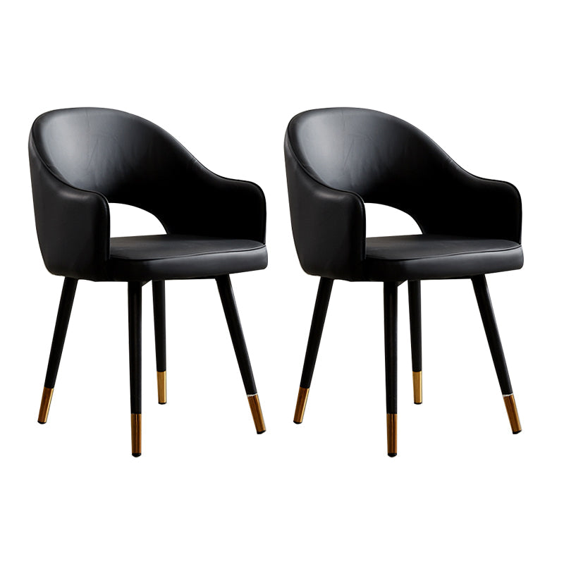 Nordic Style Metal Dining Chairs Dining Open Back Arm Side Chair for Kitchen Black 2 Piece Set Clearhalo ' kitchen&dining_furn' 'Dining Chairs' 'Dining Tables & Seating' 'dining_chair' 'furn' 'furn_dining_chair' 'Furniture' 'furniture_dining_chair' 'Kitchen & Dining Furniture' 'kitchen' 4055423