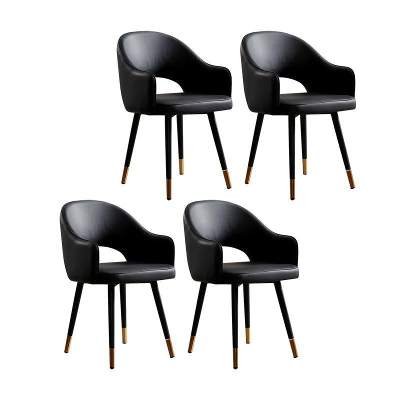 Nordic Style Metal Dining Chairs Dining Open Back Arm Side Chair for Kitchen Black 4 Piece Set Clearhalo ' kitchen&dining_furn' 'Dining Chairs' 'Dining Tables & Seating' 'dining_chair' 'furn' 'furn_dining_chair' 'Furniture' 'furniture_dining_chair' 'Kitchen & Dining Furniture' 'kitchen' 4055425