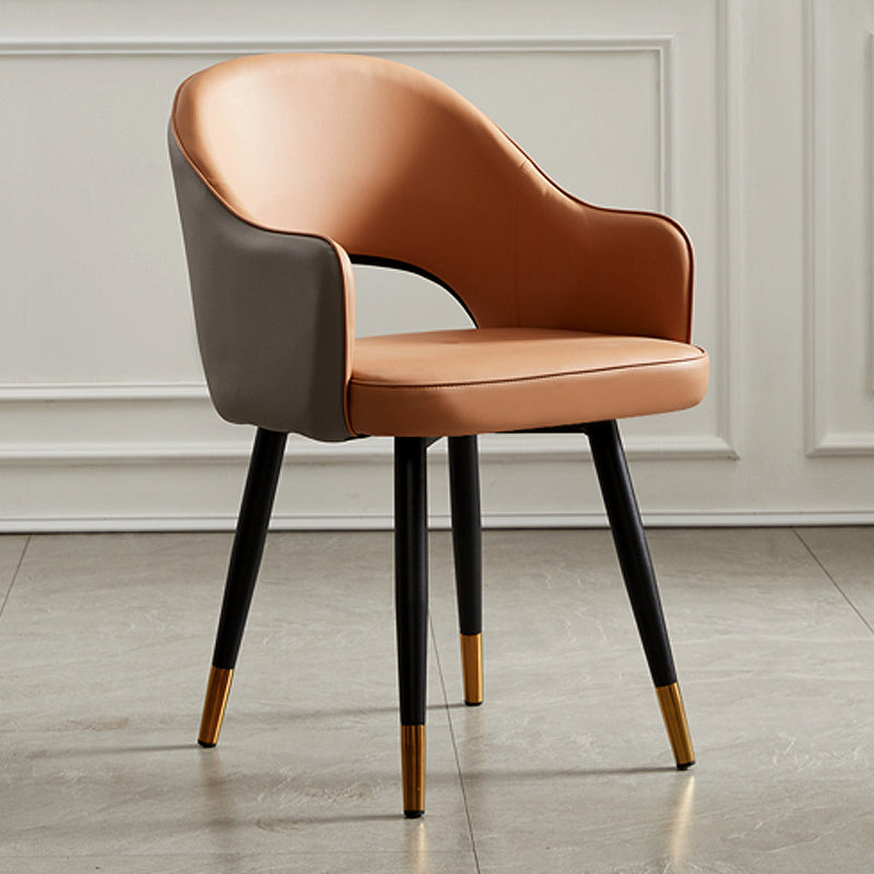 Nordic Style Metal Dining Chairs Dining Open Back Arm Side Chair for Kitchen Gray-Khaki 1 Piece Clearhalo ' kitchen&dining_furn' 'Dining Chairs' 'Dining Tables & Seating' 'dining_chair' 'furn' 'furn_dining_chair' 'Furniture' 'furniture_dining_chair' 'Kitchen & Dining Furniture' 'kitchen' 4055427