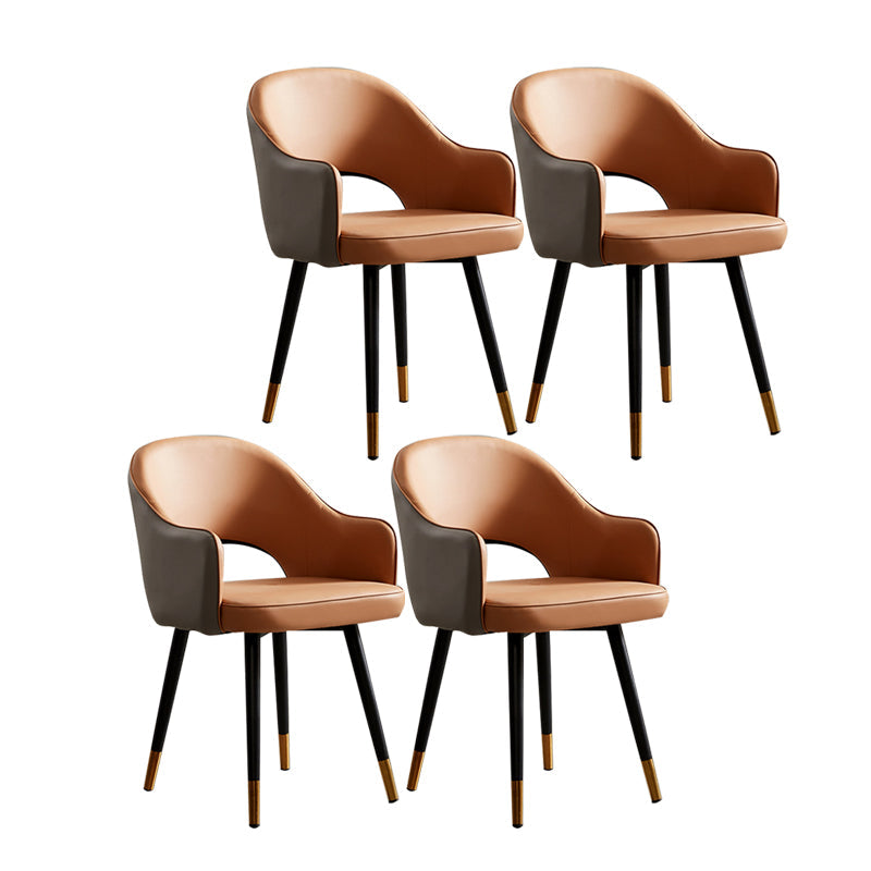 Nordic Style Metal Dining Chairs Dining Open Back Arm Side Chair for Kitchen Gray-Khaki 4 Piece Set Clearhalo ' kitchen&dining_furn' 'Dining Chairs' 'Dining Tables & Seating' 'dining_chair' 'furn' 'furn_dining_chair' 'Furniture' 'furniture_dining_chair' 'Kitchen & Dining Furniture' 'kitchen' 4055429