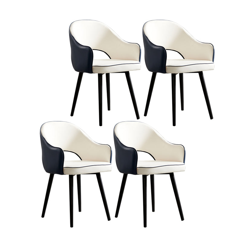 Nordic Style Metal Dining Chairs Dining Open Back Arm Side Chair for Kitchen Dark Blue 4 Piece Set Clearhalo ' kitchen&dining_furn' 'Dining Chairs' 'Dining Tables & Seating' 'dining_chair' 'furn' 'furn_dining_chair' 'Furniture' 'furniture_dining_chair' 'Kitchen & Dining Furniture' 'kitchen' 4055432