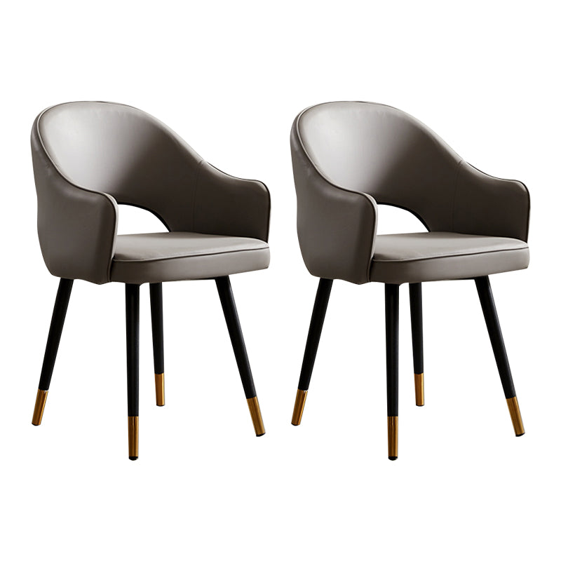 Nordic Style Metal Dining Chairs Dining Open Back Arm Side Chair for Kitchen Grey 2 Piece Set Clearhalo ' kitchen&dining_furn' 'Dining Chairs' 'Dining Tables & Seating' 'dining_chair' 'furn' 'furn_dining_chair' 'Furniture' 'furniture_dining_chair' 'Kitchen & Dining Furniture' 'kitchen' 4055434