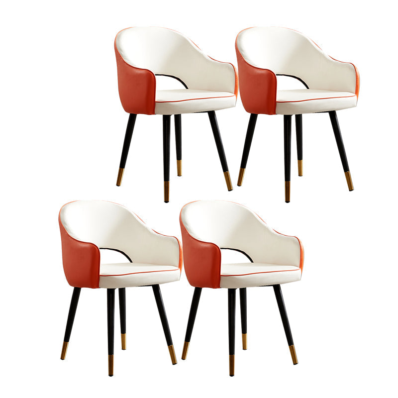 Nordic Style Metal Dining Chairs Dining Open Back Arm Side Chair for Kitchen Orange 4 Piece Set Clearhalo ' kitchen&dining_furn' 'Dining Chairs' 'Dining Tables & Seating' 'dining_chair' 'furn' 'furn_dining_chair' 'Furniture' 'furniture_dining_chair' 'Kitchen & Dining Furniture' 'kitchen' 4055438