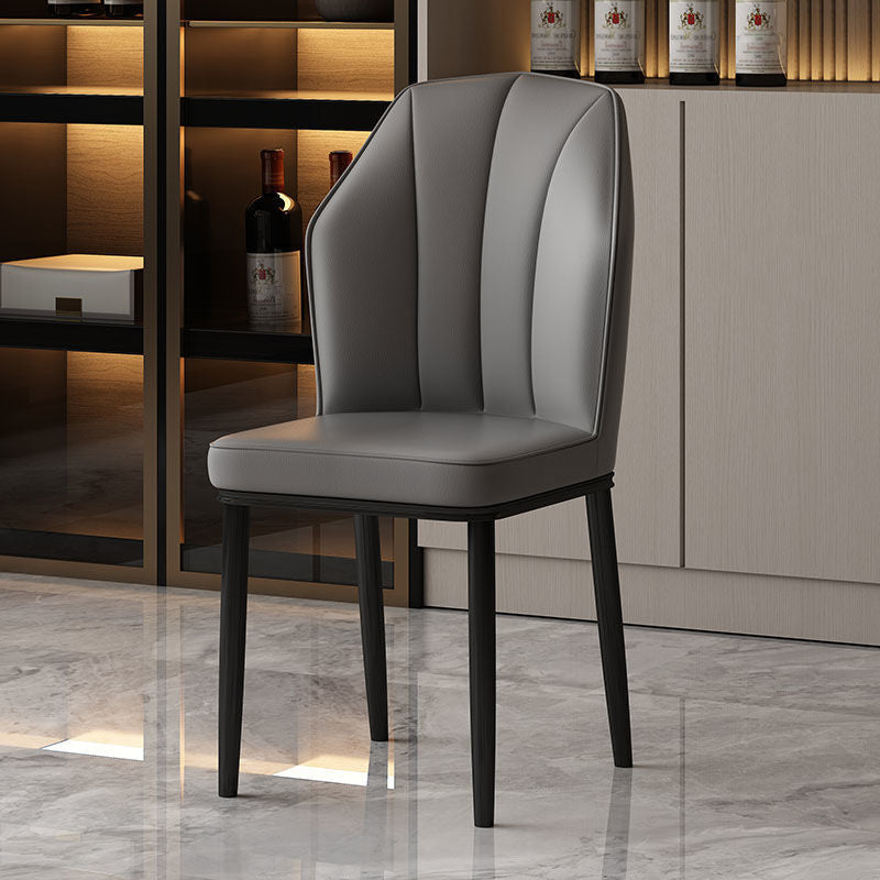 Contemporary Style Kitchen Metal Dining Chairs Dining Wingback Armless Side Chair Dark Gray 1 Piece Black Clearhalo ' kitchen&dining_furn' 'Dining Chairs' 'Dining Tables & Seating' 'dining_chair' 'furn' 'furn_dining_chair' 'Furniture' 'furniture_dining_chair' 'Kitchen & Dining Furniture' 'kitchen' 4055441