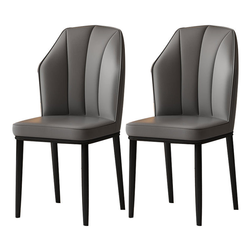 Contemporary Style Kitchen Metal Dining Chairs Dining Wingback Armless Side Chair Dark Gray 2 Piece Set Black Clearhalo ' kitchen&dining_furn' 'Dining Chairs' 'Dining Tables & Seating' 'dining_chair' 'furn' 'furn_dining_chair' 'Furniture' 'furniture_dining_chair' 'Kitchen & Dining Furniture' 'kitchen' 4055442
