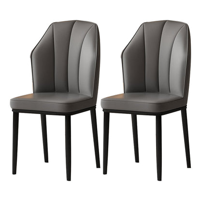 Contemporary Style Kitchen Metal Dining Chairs Dining Wingback Armless Side Chair Dark Gray 2 Piece Set Black Clearhalo ' kitchen&dining_furn' 'Dining Chairs' 'Dining Tables & Seating' 'dining_chair' 'furn' 'furn_dining_chair' 'Furniture' 'furniture_dining_chair' 'Kitchen & Dining Furniture' 'kitchen' 4055442