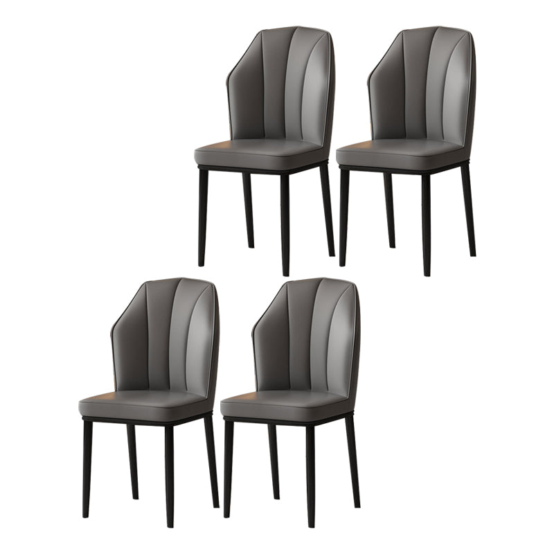 Contemporary Style Kitchen Metal Dining Chairs Dining Wingback Armless Side Chair Dark Gray 4 Piece Set Black Clearhalo ' kitchen&dining_furn' 'Dining Chairs' 'Dining Tables & Seating' 'dining_chair' 'furn' 'furn_dining_chair' 'Furniture' 'furniture_dining_chair' 'Kitchen & Dining Furniture' 'kitchen' 4055444