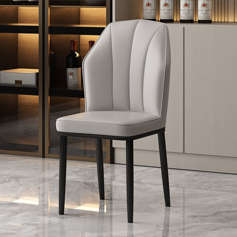 Contemporary Style Kitchen Metal Dining Chairs Dining Wingback Armless Side Chair Light Gray 1 Piece Black Clearhalo ' kitchen&dining_furn' 'Dining Chairs' 'Dining Tables & Seating' 'dining_chair' 'furn' 'furn_dining_chair' 'Furniture' 'furniture_dining_chair' 'Kitchen & Dining Furniture' 'kitchen' 4055446