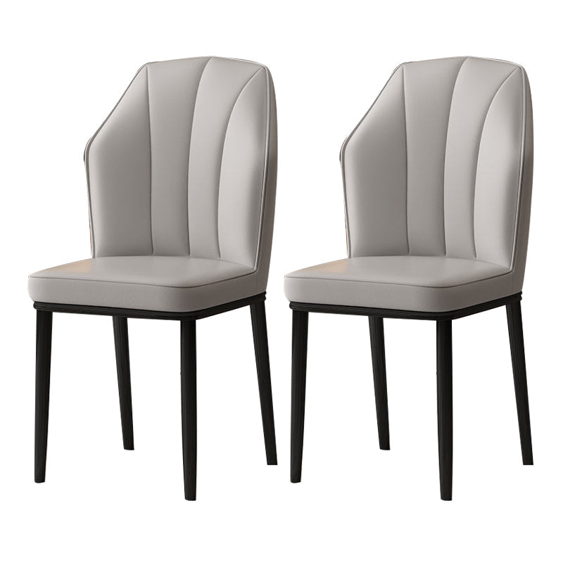 Contemporary Style Kitchen Metal Dining Chairs Dining Wingback Armless Side Chair Light Gray 2 Piece Set Black Clearhalo ' kitchen&dining_furn' 'Dining Chairs' 'Dining Tables & Seating' 'dining_chair' 'furn' 'furn_dining_chair' 'Furniture' 'furniture_dining_chair' 'Kitchen & Dining Furniture' 'kitchen' 4055449