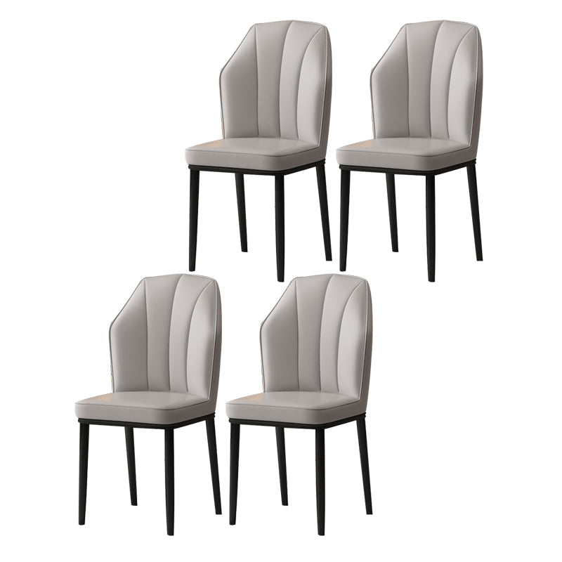 Contemporary Style Kitchen Metal Dining Chairs Dining Wingback Armless Side Chair Light Gray 4 Piece Set Black Clearhalo ' kitchen&dining_furn' 'Dining Chairs' 'Dining Tables & Seating' 'dining_chair' 'furn' 'furn_dining_chair' 'Furniture' 'furniture_dining_chair' 'Kitchen & Dining Furniture' 'kitchen' 4055451