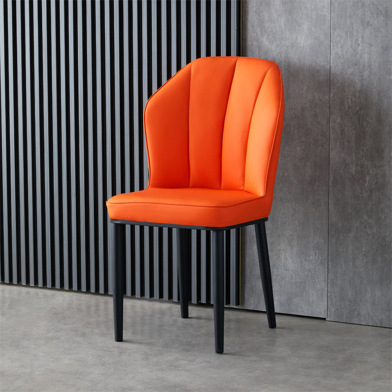 Contemporary Style Kitchen Metal Dining Chairs Dining Wingback Armless Side Chair Orange 1 Piece Black Clearhalo ' kitchen&dining_furn' 'Dining Chairs' 'Dining Tables & Seating' 'dining_chair' 'furn' 'furn_dining_chair' 'Furniture' 'furniture_dining_chair' 'Kitchen & Dining Furniture' 'kitchen' 4055453