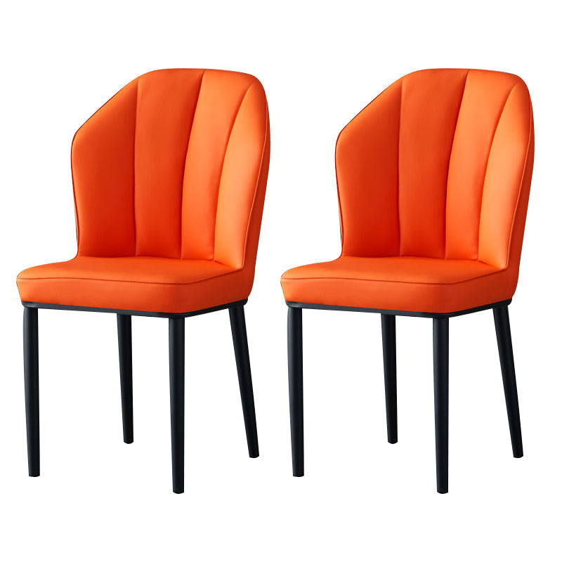 Contemporary Style Kitchen Metal Dining Chairs Dining Wingback Armless Side Chair Orange 2 Piece Set Black Clearhalo ' kitchen&dining_furn' 'Dining Chairs' 'Dining Tables & Seating' 'dining_chair' 'furn' 'furn_dining_chair' 'Furniture' 'furniture_dining_chair' 'Kitchen & Dining Furniture' 'kitchen' 4055455
