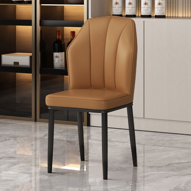 Contemporary Style Kitchen Metal Dining Chairs Dining Wingback Armless Side Chair Camel 1 Piece Black Clearhalo ' kitchen&dining_furn' 'Dining Chairs' 'Dining Tables & Seating' 'dining_chair' 'furn' 'furn_dining_chair' 'Furniture' 'furniture_dining_chair' 'Kitchen & Dining Furniture' 'kitchen' 4055463