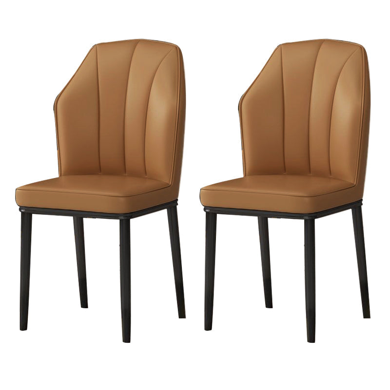 Contemporary Style Kitchen Metal Dining Chairs Dining Wingback Armless Side Chair Camel 2 Piece Set Black Clearhalo ' kitchen&dining_furn' 'Dining Chairs' 'Dining Tables & Seating' 'dining_chair' 'furn' 'furn_dining_chair' 'Furniture' 'furniture_dining_chair' 'Kitchen & Dining Furniture' 'kitchen' 4055464
