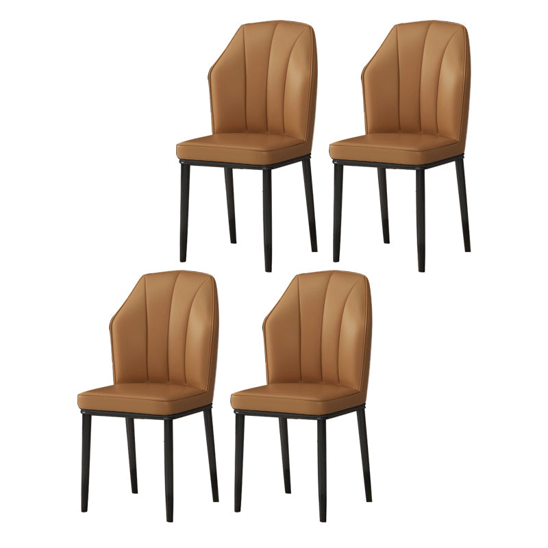 Contemporary Style Kitchen Metal Dining Chairs Dining Wingback Armless Side Chair Camel 4 Piece Set Black Clearhalo ' kitchen&dining_furn' 'Dining Chairs' 'Dining Tables & Seating' 'dining_chair' 'furn' 'furn_dining_chair' 'Furniture' 'furniture_dining_chair' 'Kitchen & Dining Furniture' 'kitchen' 4055465