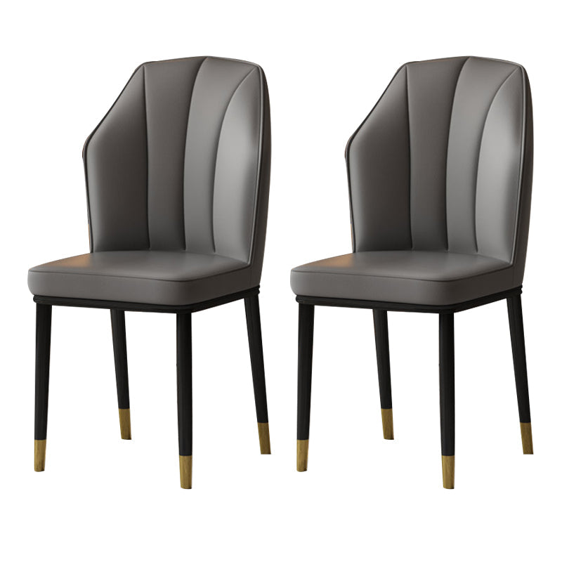 Contemporary Style Kitchen Metal Dining Chairs Dining Wingback Armless Side Chair Dark Gray 2 Piece Set Brass Gold Clearhalo ' kitchen&dining_furn' 'Dining Chairs' 'Dining Tables & Seating' 'dining_chair' 'furn' 'furn_dining_chair' 'Furniture' 'furniture_dining_chair' 'Kitchen & Dining Furniture' 'kitchen' 4055467