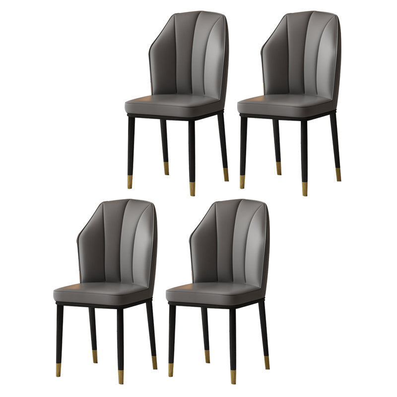 Contemporary Style Kitchen Metal Dining Chairs Dining Wingback Armless Side Chair Dark Gray 4 Piece Set Brass Gold Clearhalo ' kitchen&dining_furn' 'Dining Chairs' 'Dining Tables & Seating' 'dining_chair' 'furn' 'furn_dining_chair' 'Furniture' 'furniture_dining_chair' 'Kitchen & Dining Furniture' 'kitchen' 4055468