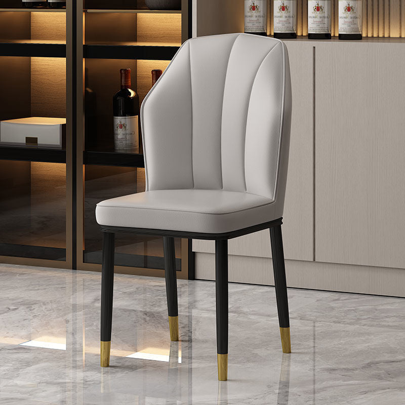 Contemporary Style Kitchen Metal Dining Chairs Dining Wingback Armless Side Chair Light Gray 1 Piece Brass Gold Clearhalo ' kitchen&dining_furn' 'Dining Chairs' 'Dining Tables & Seating' 'dining_chair' 'furn' 'furn_dining_chair' 'Furniture' 'furniture_dining_chair' 'Kitchen & Dining Furniture' 'kitchen' 4055469