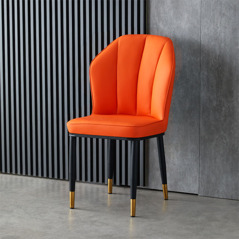 Contemporary Style Kitchen Metal Dining Chairs Dining Wingback Armless Side Chair Orange 1 Piece Brass Gold Clearhalo ' kitchen&dining_furn' 'Dining Chairs' 'Dining Tables & Seating' 'dining_chair' 'furn' 'furn_dining_chair' 'Furniture' 'furniture_dining_chair' 'Kitchen & Dining Furniture' 'kitchen' 4055472