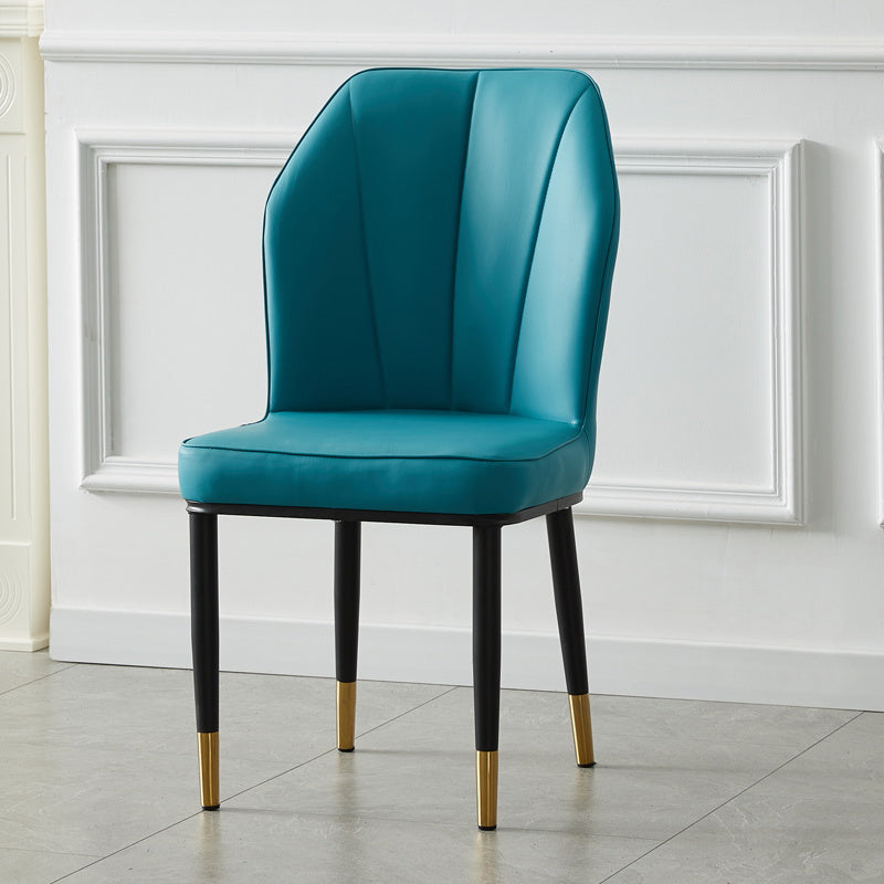 Contemporary Style Kitchen Metal Dining Chairs Dining Wingback Armless Side Chair Blue 1 Piece Brass Gold Clearhalo ' kitchen&dining_furn' 'Dining Chairs' 'Dining Tables & Seating' 'dining_chair' 'furn' 'furn_dining_chair' 'Furniture' 'furniture_dining_chair' 'Kitchen & Dining Furniture' 'kitchen' 4055475