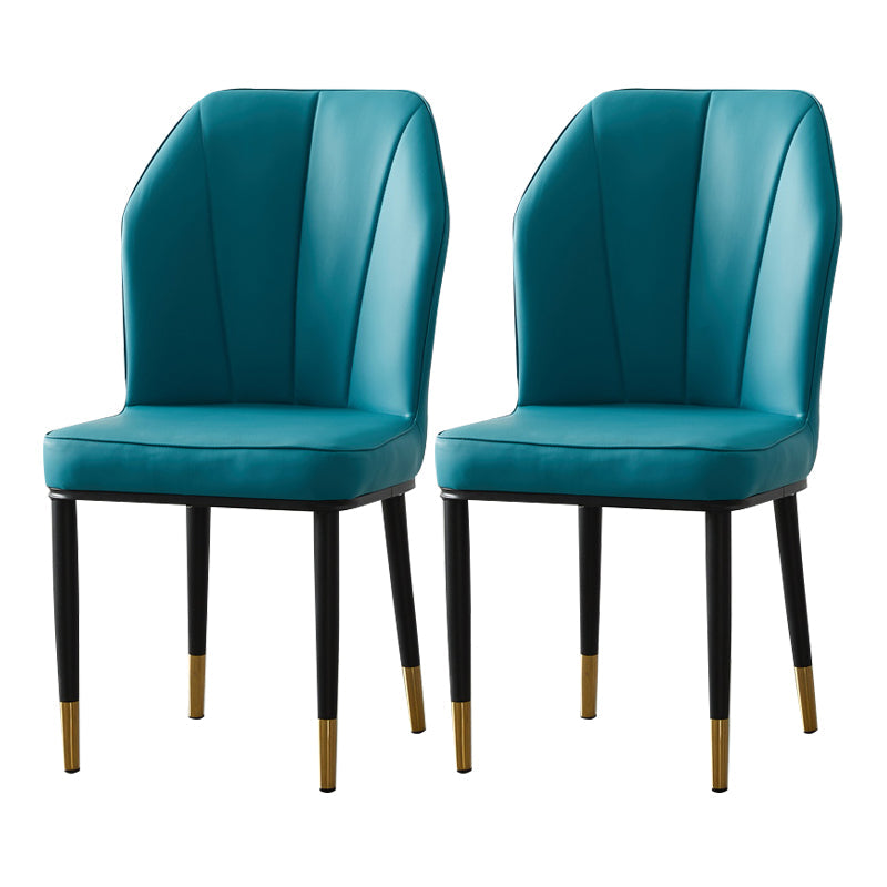Contemporary Style Kitchen Metal Dining Chairs Dining Wingback Armless Side Chair Blue 2 Piece Set Brass Gold Clearhalo ' kitchen&dining_furn' 'Dining Chairs' 'Dining Tables & Seating' 'dining_chair' 'furn' 'furn_dining_chair' 'Furniture' 'furniture_dining_chair' 'Kitchen & Dining Furniture' 'kitchen' 4055476