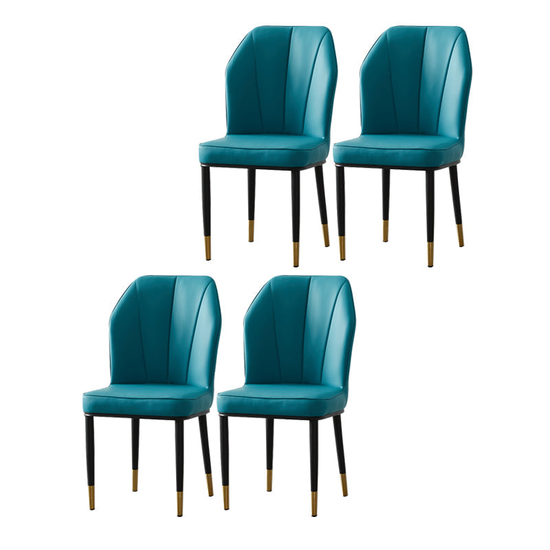 Contemporary Style Kitchen Metal Dining Chairs Dining Wingback Armless Side Chair Blue 4 Piece Set Brass Gold Clearhalo ' kitchen&dining_furn' 'Dining Chairs' 'Dining Tables & Seating' 'dining_chair' 'furn' 'furn_dining_chair' 'Furniture' 'furniture_dining_chair' 'Kitchen & Dining Furniture' 'kitchen' 4055477