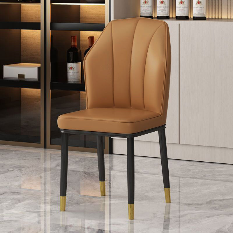 Contemporary Style Kitchen Metal Dining Chairs Dining Wingback Armless Side Chair Camel 1 Piece Brass Gold Clearhalo ' kitchen&dining_furn' 'Dining Chairs' 'Dining Tables & Seating' 'dining_chair' 'furn' 'furn_dining_chair' 'Furniture' 'furniture_dining_chair' 'Kitchen & Dining Furniture' 'kitchen' 4055478